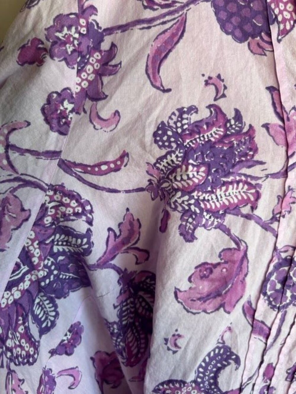 Lands End Top Womens 2X Popover Purple Floral Lightweight Cotton Pintuck Pleat - Picture 8 of 10